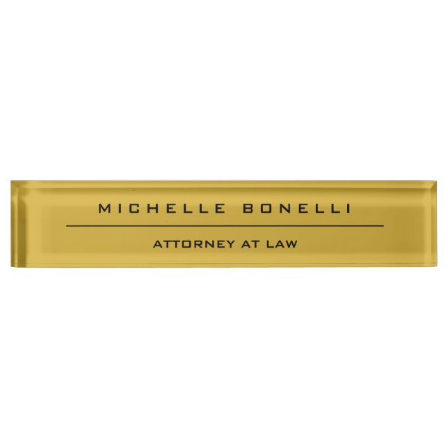 Plain Unique Special Gold Colour Background Lawyer Nameplate (Front)