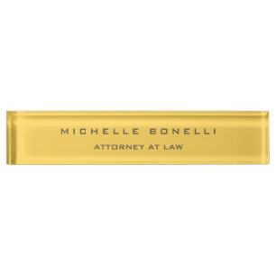 Plain Unique Special Gold Colour Background Lawyer Nameplate
