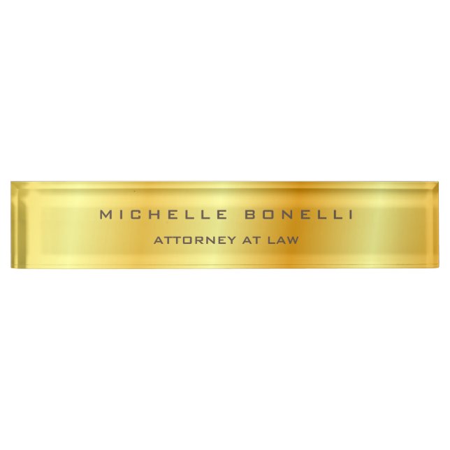 Plain Unique Special Gold Colour Background Lawyer Nameplate (Front)