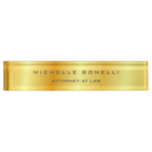 Plain Unique Special Gold Colour Background Lawyer Nameplate