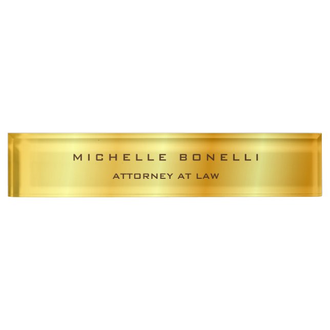 Plain Unique Special Gold Colour Background Lawyer Nameplate (Front)