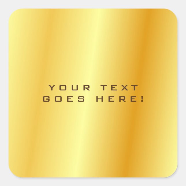 Plain Unique Special Gold Colour Background Square Sticker (Front)