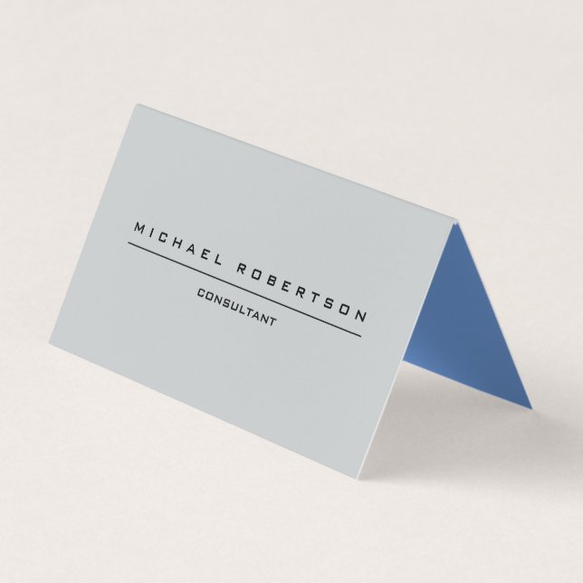 Plain Unique Special Grey Blue Business Card (Front)