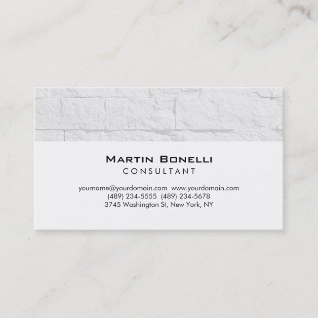 Plain Wall Brick White Consultant Business Card (Front)
