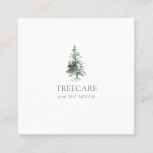 plain watercolor tree square business card