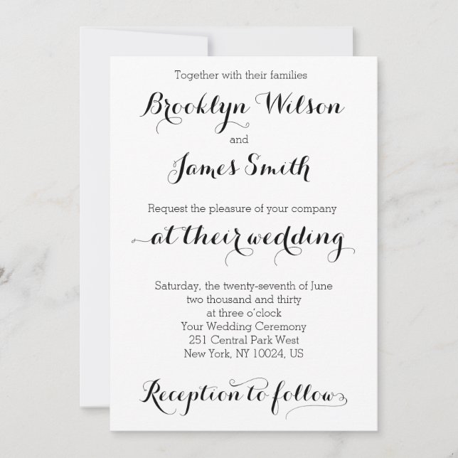Plain Wedding Invitations White (Front)