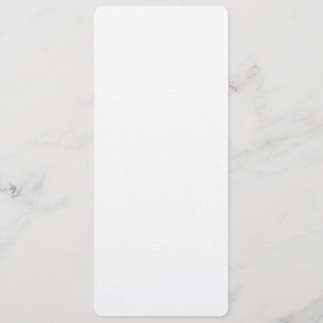 Plain White 4" x 9.25" Linen Blank Wedding Menu (Front)
