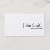 Plain White Anaesthesiologist Business Card