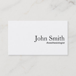Plain White Anaesthesiologist Business Card