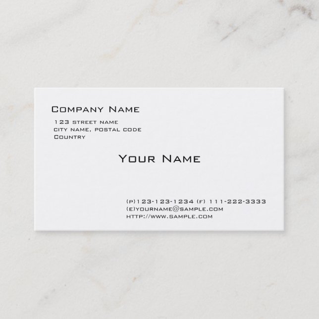 plain white business card (Front)