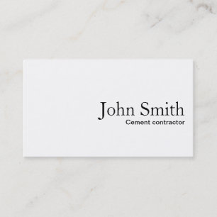 Plain White Cement Contractor Business Card