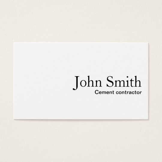 Plain White Cement Contractor Business Card