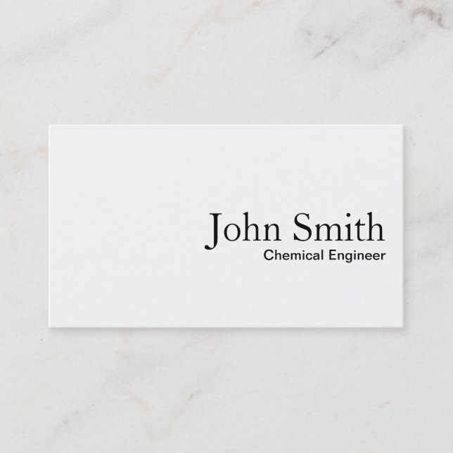 Plain White Chemical Engineer Business Card (Front)