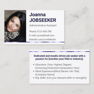 Plain White Classic Job Seeker Minimal Elegant Business Card