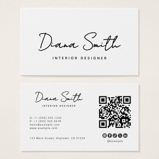 Plain White Clean Modern Minimalist Business Card (Front & Back)