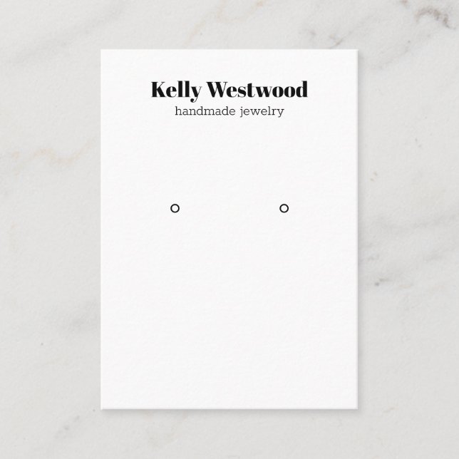 PLAIN WHITE EARRING DISPLAY BACK LOGO SOCIAL ICONS BUSINESS CARD (Front)