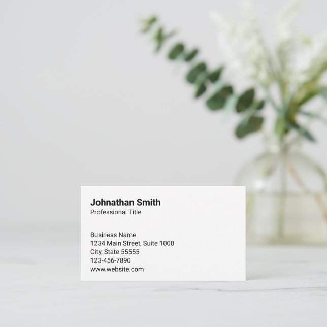 Plain White Generic Design Template Business Card (Standing Front)