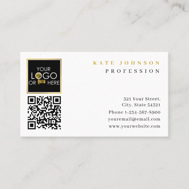 Plain White Gold Generic Logo Business Template Business Card (Front)