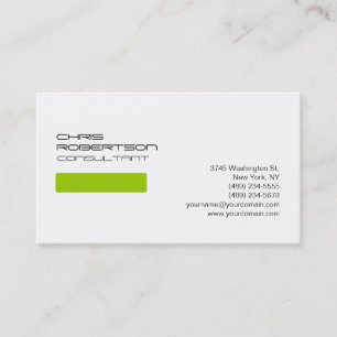 Plain White Green Attractive Business Card