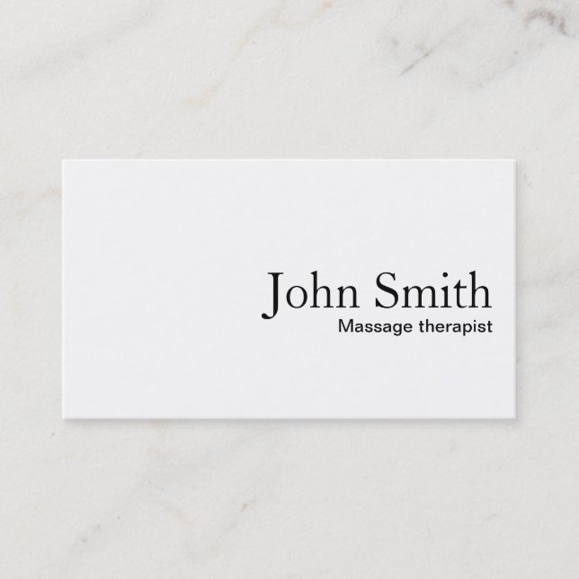 Plain White Massage therapist Business Card (Front)