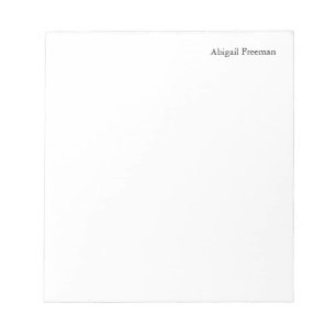 Plain White Minimalist Add Name Notepad