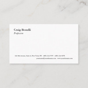 Plain White Minimalist Modern Professional Business Card