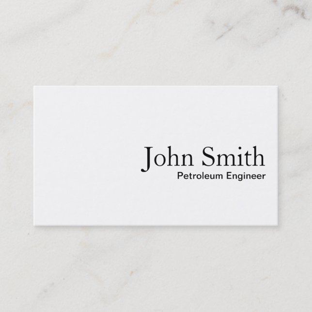Plain White Petroleum Engineer Business Card (Front)