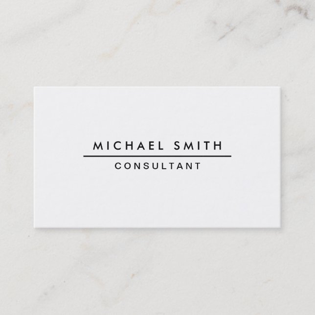 Plain White Professional Elegant Modern Simple Business Card (Front)