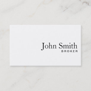 Plain White Real Estate Broker Business Card