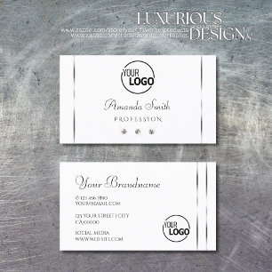 Plain White Silver Decor Sparkle Diamonds add Logo Business Card