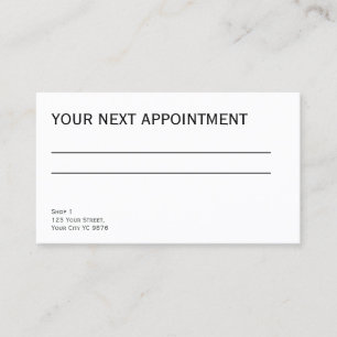 Plain white simple Appointment Card