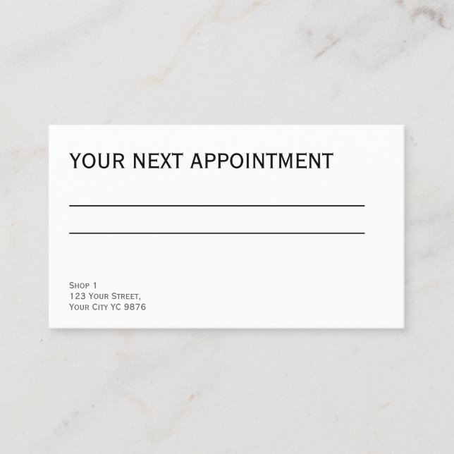 Plain white simple Appointment Card (Front)
