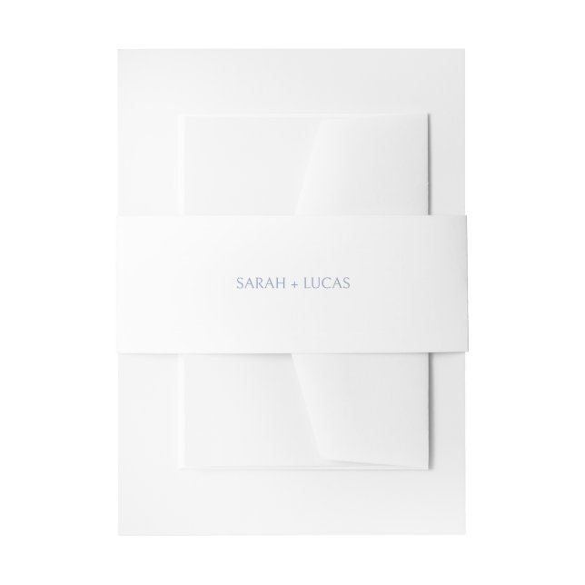 Plain White | Simple Minimalist Wedding  Invitation Belly Band (Front Example)