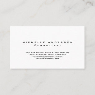 Plain White Simple Professional Minimalist Business Card