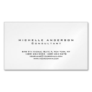 Plain White Simple Professional Minimalist Magnetic Business Card