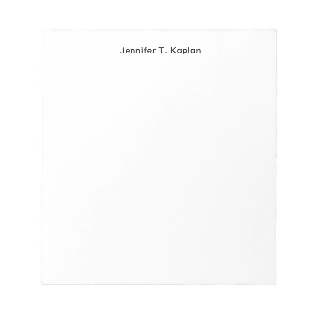 Plain White Simple Professional Modern Minimalist Notepad (Front)