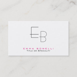 Plain White Sophisticated Monogram Business Card