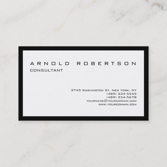 Plain White Stylish Professional Business Card (Front)