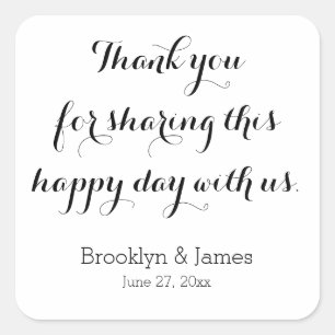 Plain White Thank You Wedding Stickers