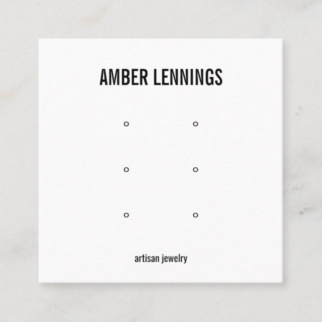 PLAIN WHITE THREE EARRING HOLE SETS LOGO SOCIAL SQUARE BUSINESS CARD (Front)