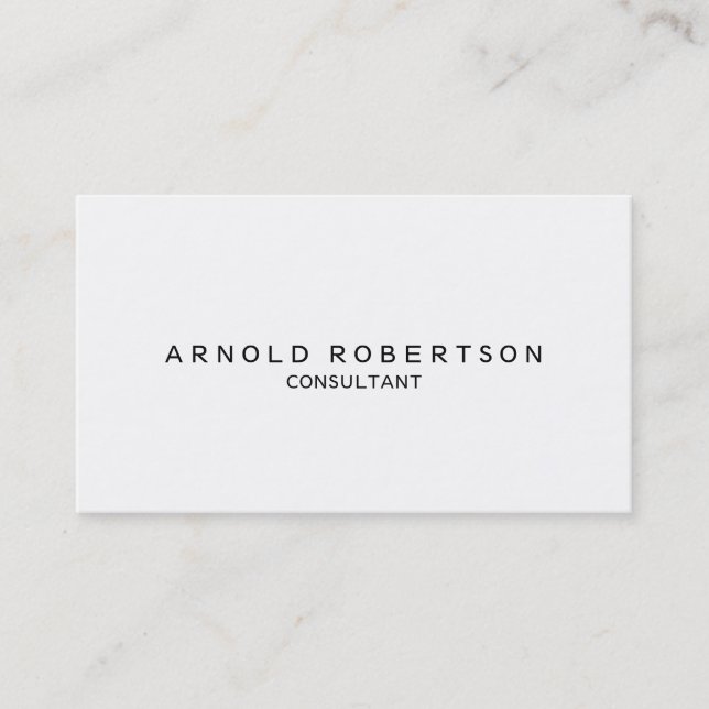 Plain White Trendy Professional Business Card (Front)