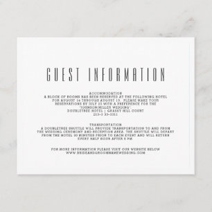 Plain White Wedding Guest Information Enclosure Card