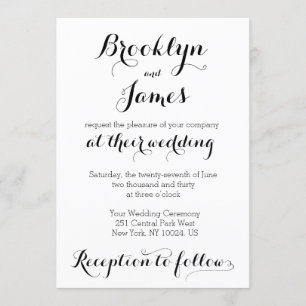 Plain White Wedding Invitations Bride And Groom