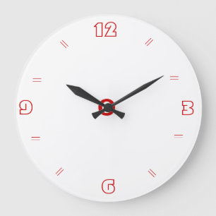 Plain White with Red > Plain Kitchen Clocks