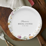 Plain Wildflower Round Foliage Frame Bridal Shower Paper Plate<br><div class="desc">These elegant paper plates,  featuring watercolor wildflowers would make a wonderful addition to your bridal shower supplies. Easily add your own details by clicking on the "personalise" option.</div>