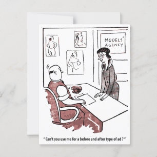 Plain Woman at Model Agency, Humour, Vintage Postcard