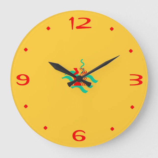 Plain Yellow and Red >Kitchen Clocks (Front)