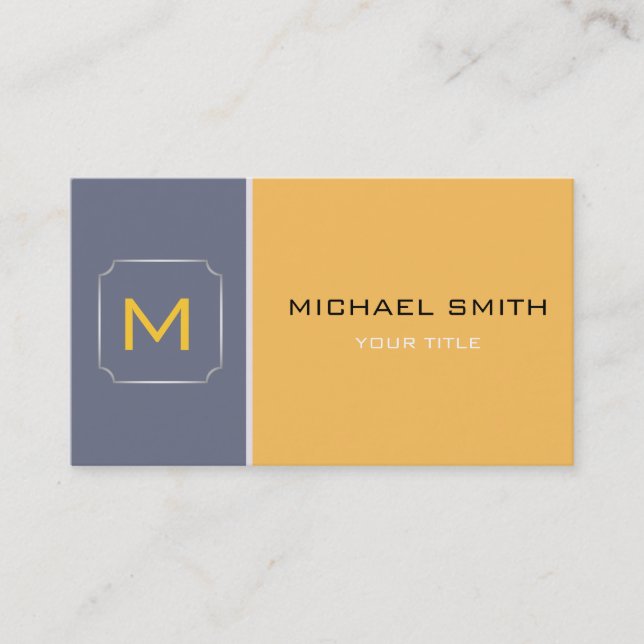 Plain Yellow & Grey Elegant Professional Modern Business Card (Front)