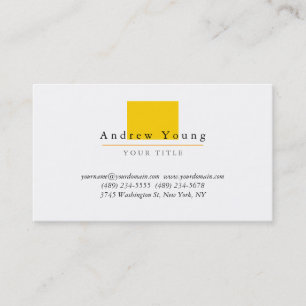 Plain Yellow White Professional Business Card
