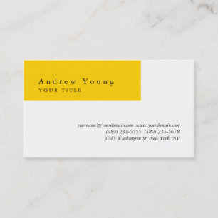 Plain Yellow White Professional Business Card